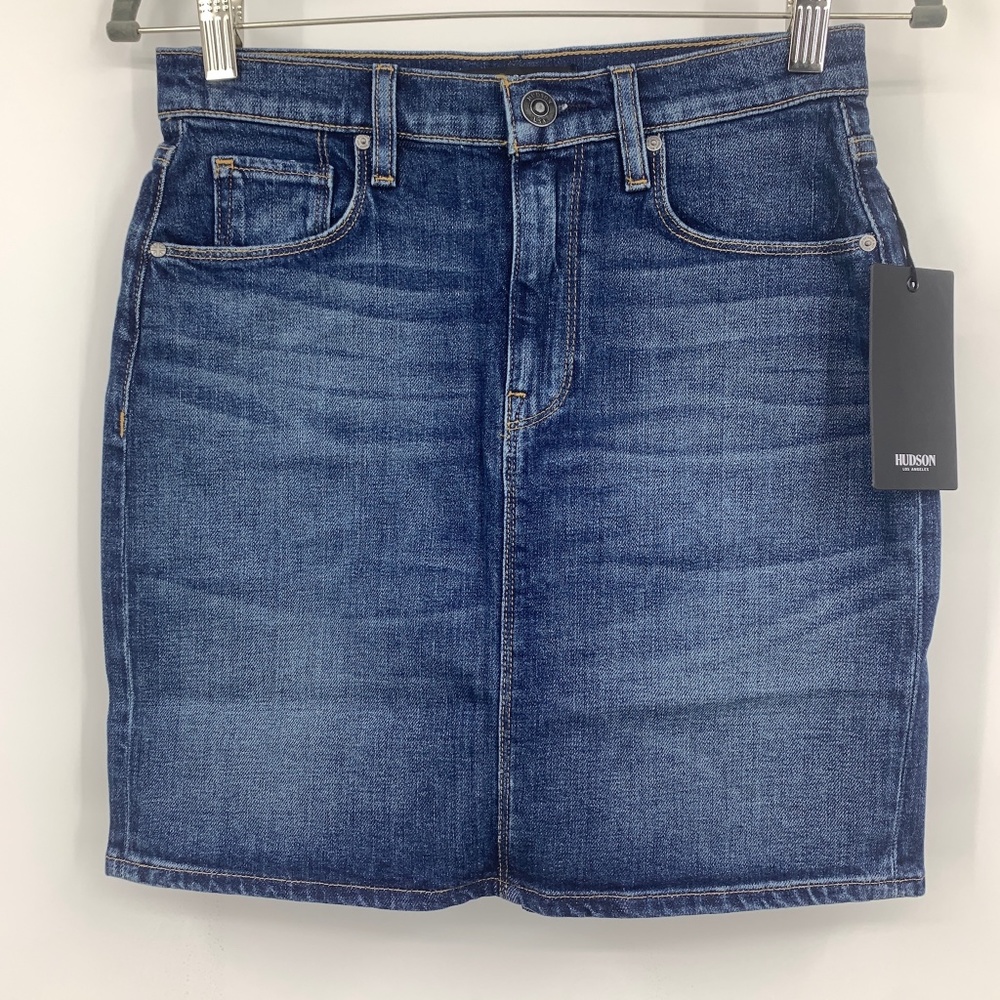 Hudson womens 25 skirt‎ LuLu Jupe slit pockets blue mini NEW